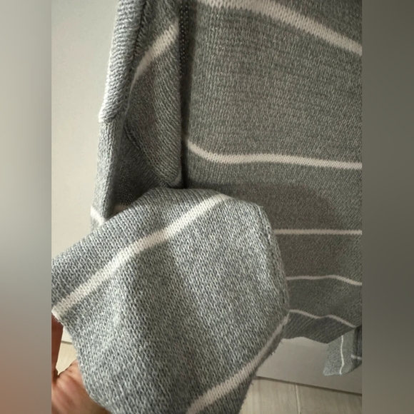 Striped Gray and White Women's Sweater - Picture 2 of 3